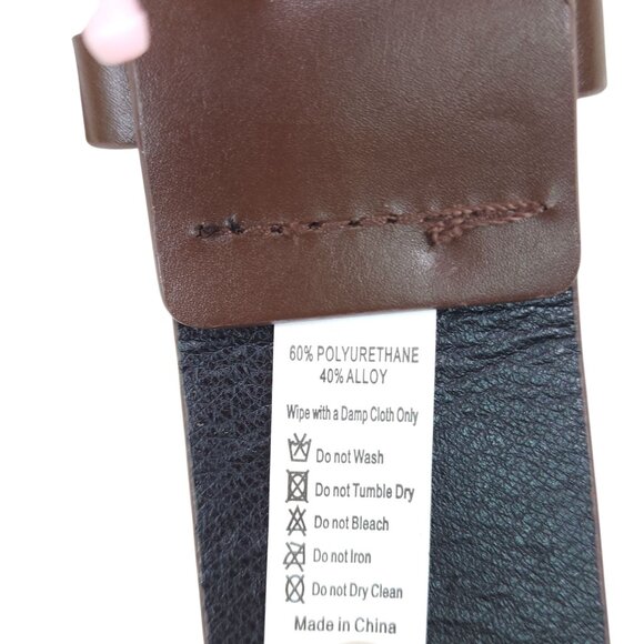 Truelove Brown Brass & Leather Belt with Brass Studs & Buckle L 1 1/2" Wide - Picture 11 of 16